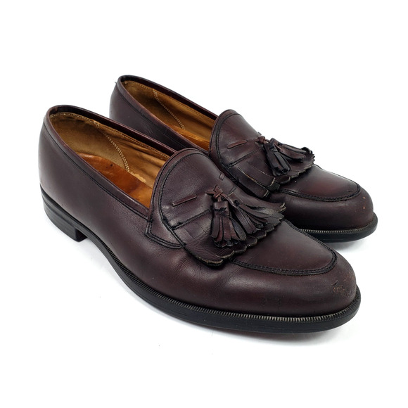 Florsheim Comfortech Mens Size 10 Red Brown Slip On Dress Tassel Loafer Shoes